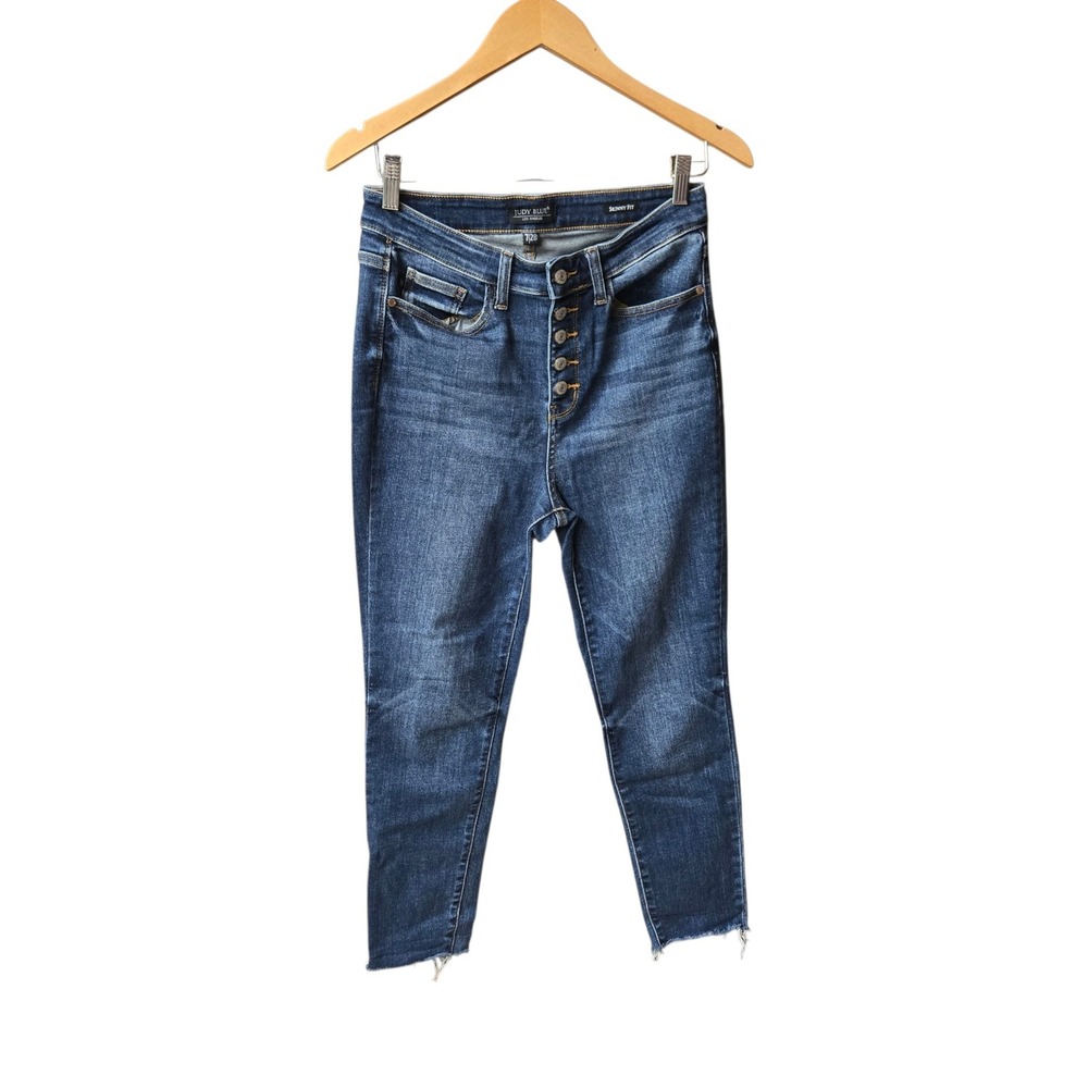 JUDY BLUE  Skinny Fit Button Fly Jeans Dark Was 7/28 JB82318DK